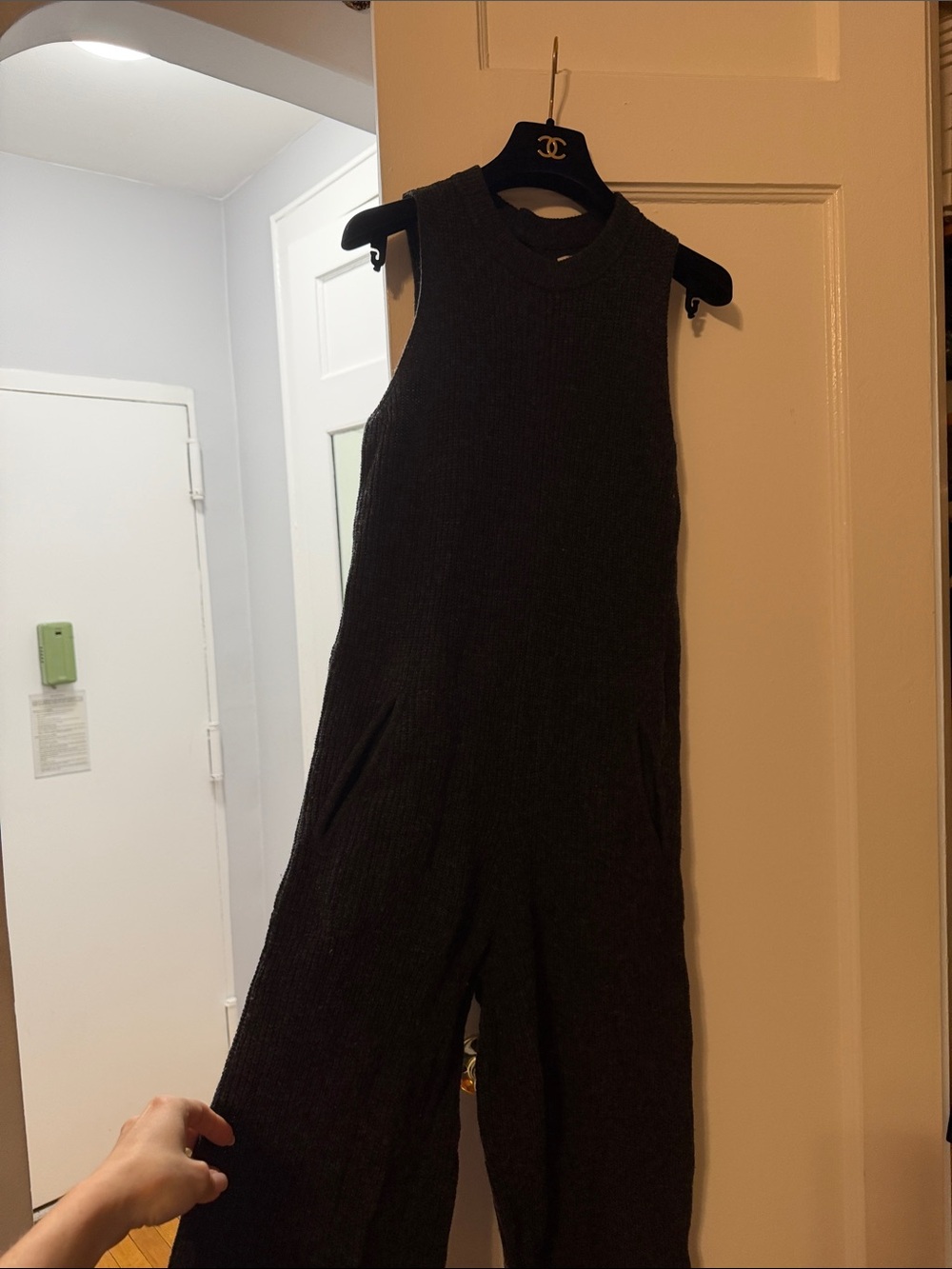 Madewell Black/gray sweater Ribbed Sleeveless Knit Jumpsuit